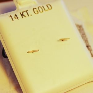 Dainty 14k Yellow Gold Line/Staple Studs